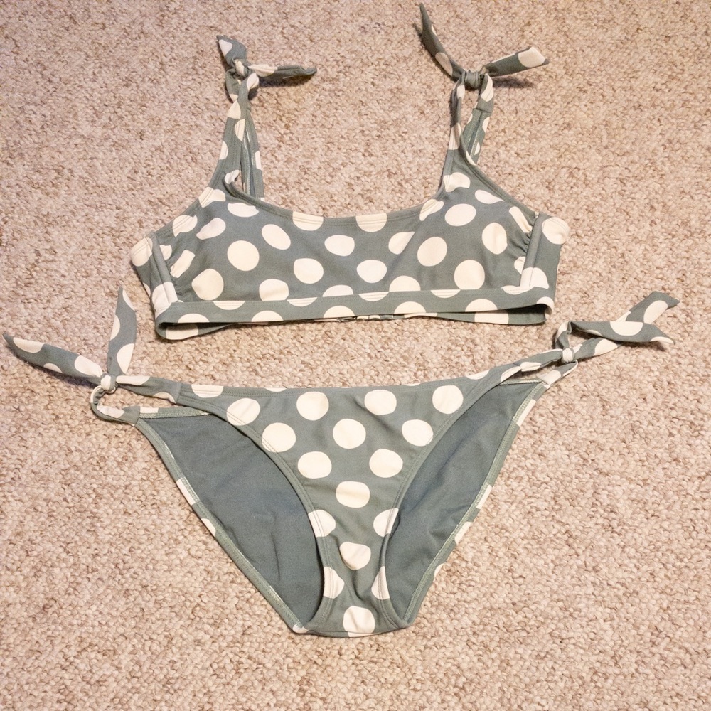 Target green polka dot square neck bikini